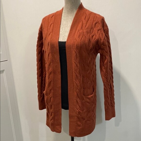 WILFRED Aritzia Cable Knit Open Front orange small - Picture 8 of 15